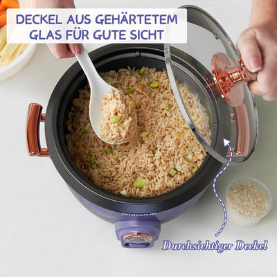 Reiskocher (5 Tassen, 1 Liter) & Dampfgarer mit Dualmodus 400W/200W Rice Cooker, Antihaftbeschichtet