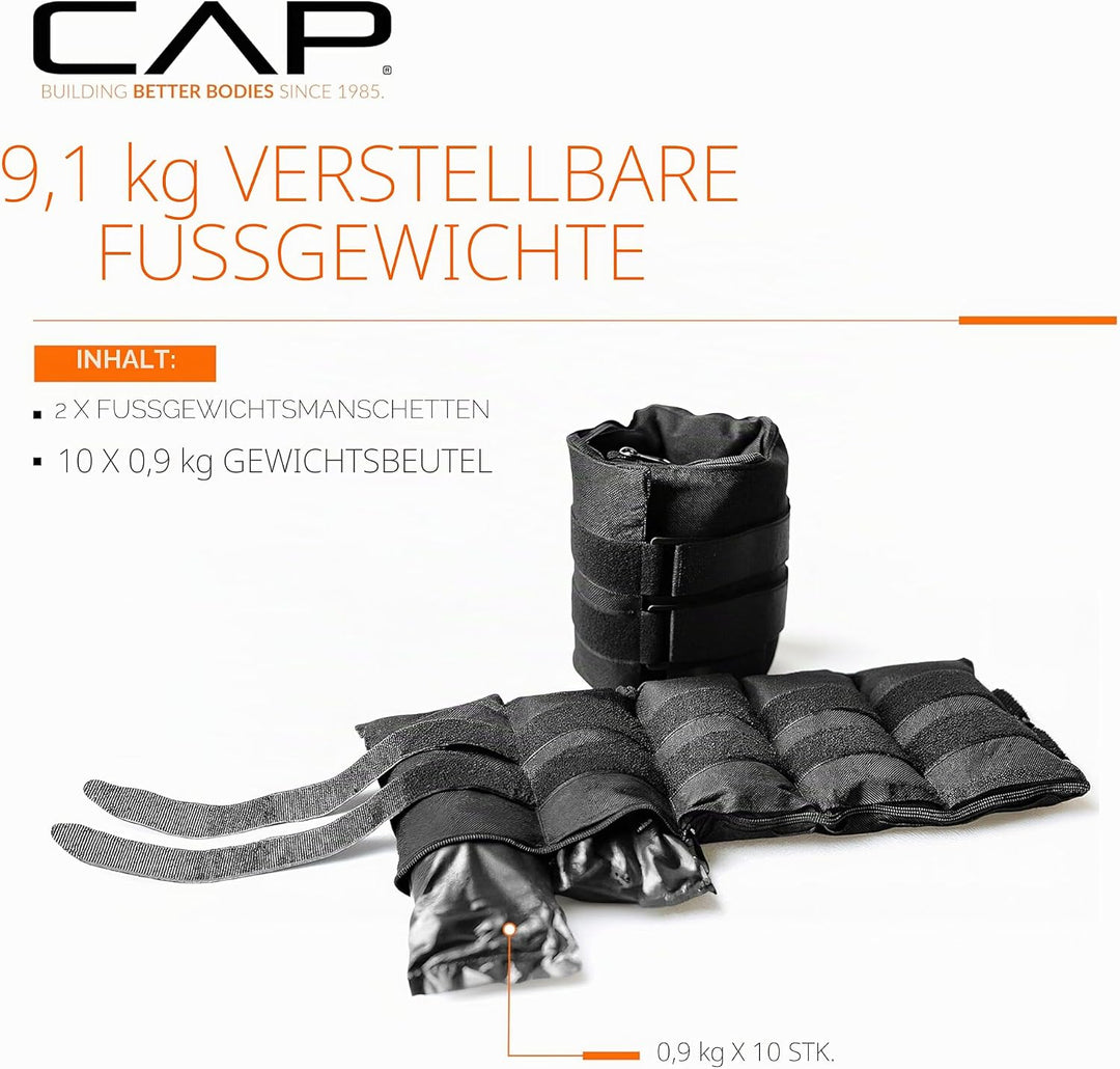 HHA-CB020A1 Paar 9 kg verstellbare Knöchelgewichte, Schwarz, Schwarz