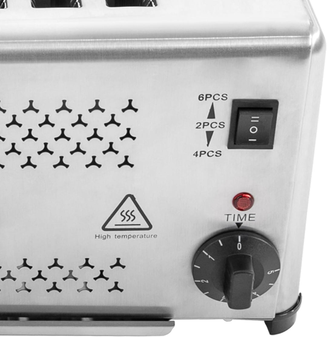 Toaster 6 Scheiben 3 Bräunungstufe 2400W Toaster Edelstahl | Aufwärmfunktion | Liftfunktion | Abscha