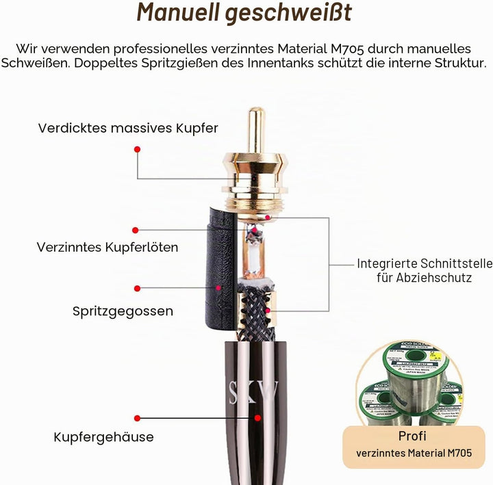 SKW Cinch auf Cinch Digitales Koaxial Kabel Subwoofer RCA Kabel für Verstärker, Stereoanlage, HiFi-A