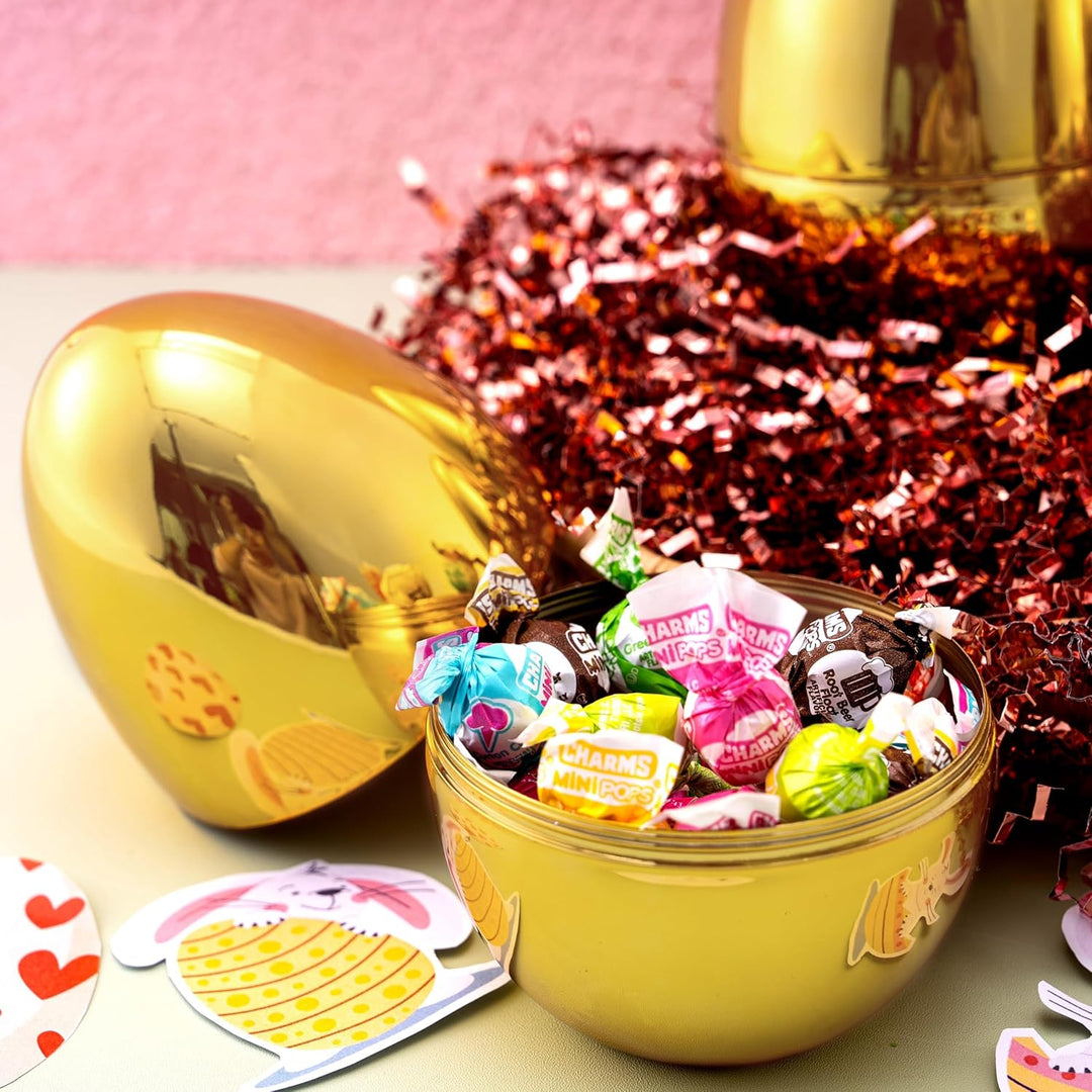 JOYIN 12 Stück riesige goldene Eier 15,2cm grosse metallische Plastik-Ostereier befüllbare Leere Übe