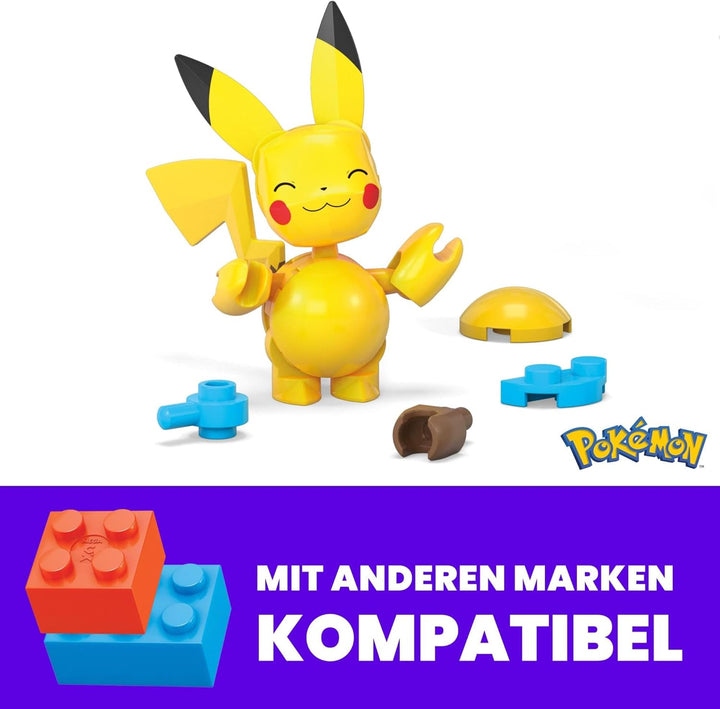MEGA Pokémon Actionfigur Bauspielzeug-Set, zusammenbaubarer und beweglicher Pikachu und Zubat mit 40