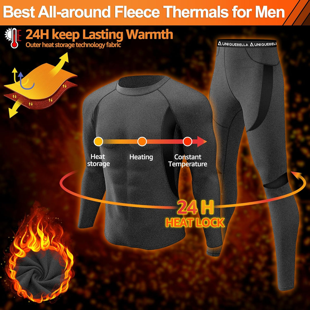 UNIQUEBELLA Thermo Unterwäsche Set, Funktionswäsche Herren Skiunterwäsche Winter Suit Ski Thermo-Unt