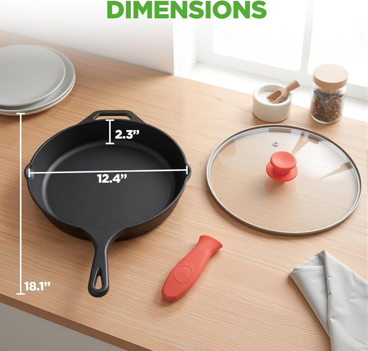 NutriChef Gusseisen Grillpfanne Induktion – Lodge Cast Iron, Grill Pan – Eisenpfanne Perfekt als Ste