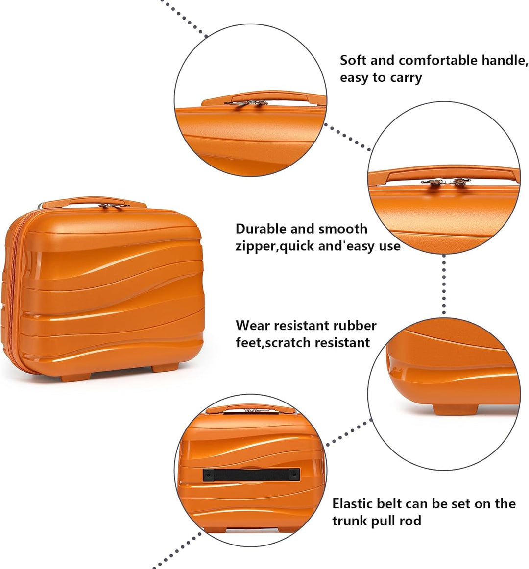 KONO Kosmetikkoffer Hartschale Klein Beautycase Damen Handgepäck, Polypropylen, 35.5x29.5x18.5cm (Or