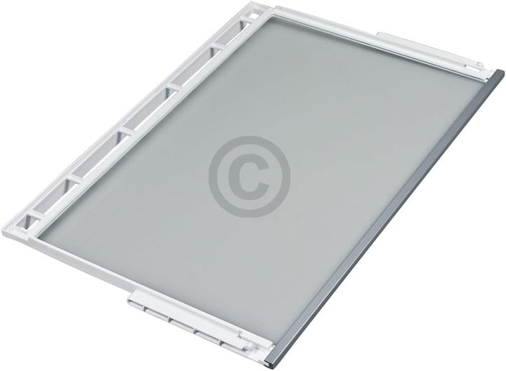 Glasplatte mit Rahmen für Kühlschrank kompatibel mit Bosch 00748397 Ablageplatte aus Glas 471x306 mm