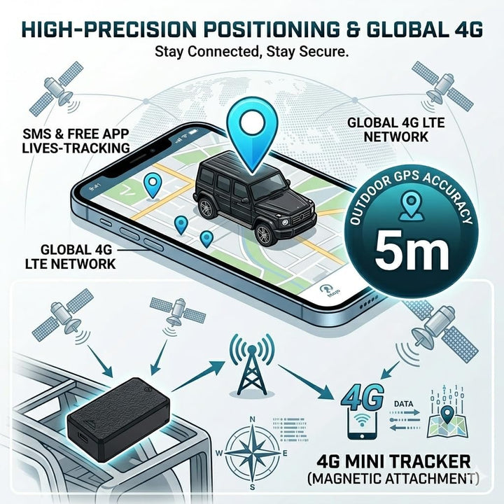 TKMARS Mini Auto 4G GPS Tracker Ohne ABO, Echtzeit Ortung per APP &amp; SMS, Magnetisch, Hohe GPS-Genaui