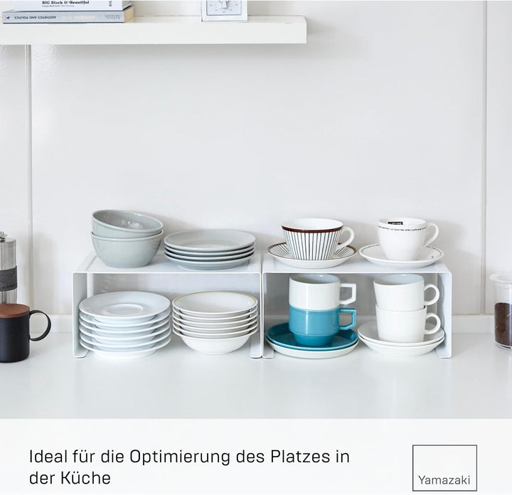 Yamazaki Home Tower Stapelbares Küchenregal – Aufbewahrungs-Organizer, Thekenregal, weiss, S Small W