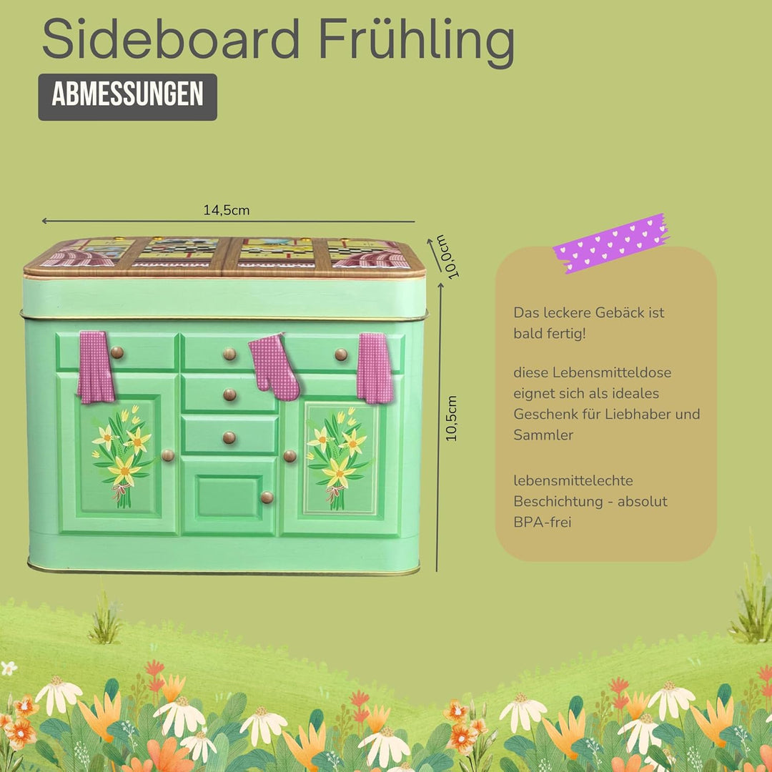 Sideboard Ostern - die aufklappbare Rückwand gibt der Dose eine sehr dekorative und zusätzliche Dime