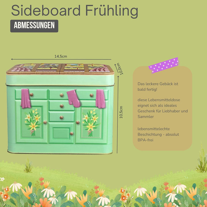 Sideboard Ostern - die aufklappbare Rückwand gibt der Dose eine sehr dekorative und zusätzliche Dime