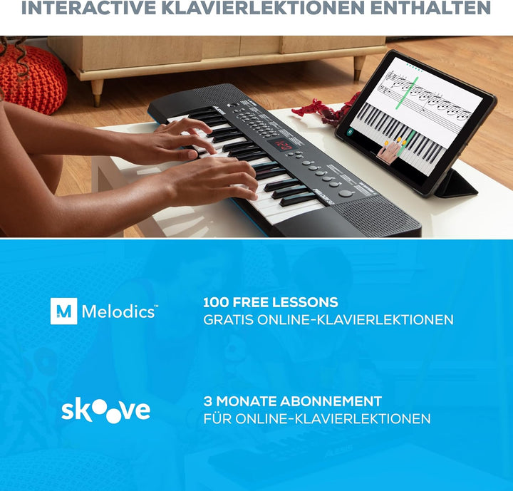 Alesis Melody 32 – Tragbares 32-Tasten Mini-Digitalpiano mit eingebauten Lautsprechern, 300 integrie