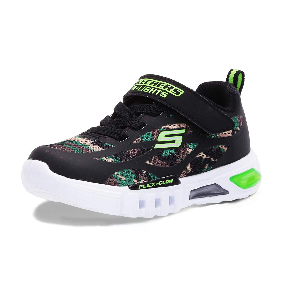 Skechers Jungen Flex-glow Dezlom Sneaker 28.5 EU Black Synthetic Textile Blue Lime Trim, 28.5 EU Bla