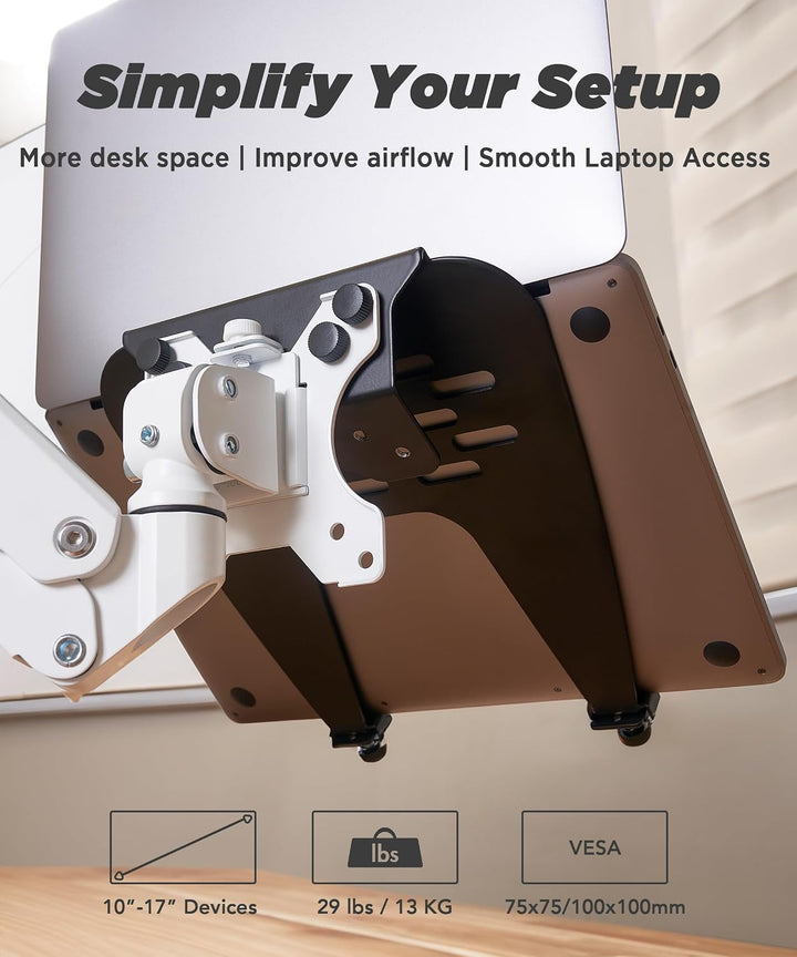 ULTRARM 10-17” Laptop Mount Tray for VESA Monitor Arms and Stands Supports Mounting Notebooks, Table