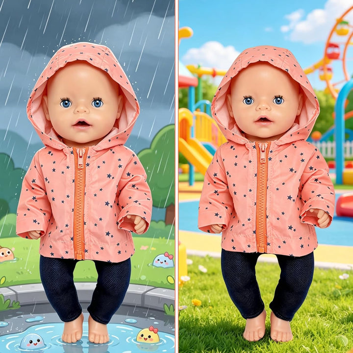 Puppenkleidung 35-43 cm, 5 Stück Puppen Outfits mit Jacke, T-Shirt, Hose, Schuhe & Kleiderbügel, Kle