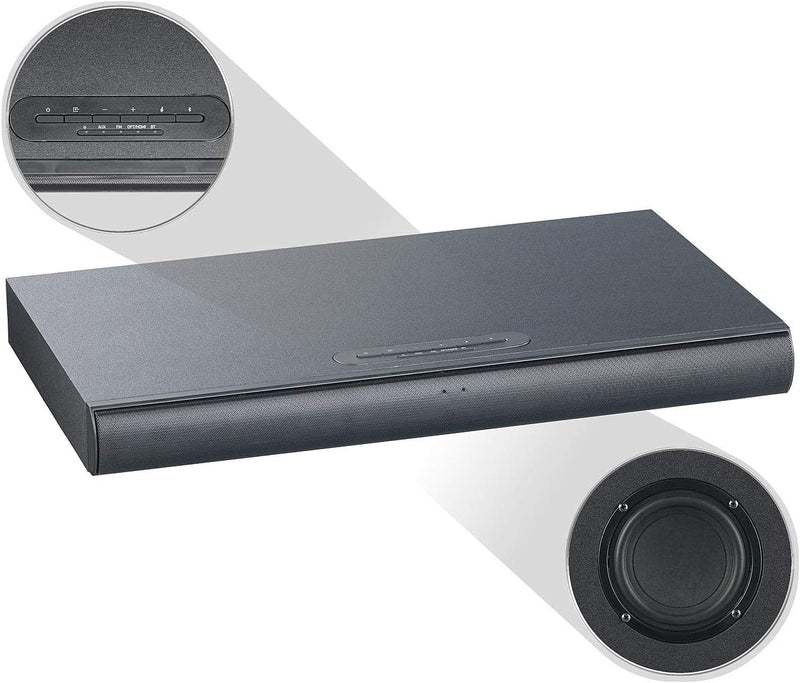 auvisio Soundbar: 2.1-Soundbase mit integriertem Subwoofer, Bluetooth, Radio, 120 Watt (Sounddeck, S