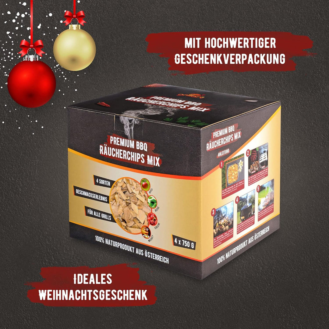 grillart® Premium BBQ Räucherchips Mix 4er XL Set für das besondere Raucharoma – sehr rauchaktives R