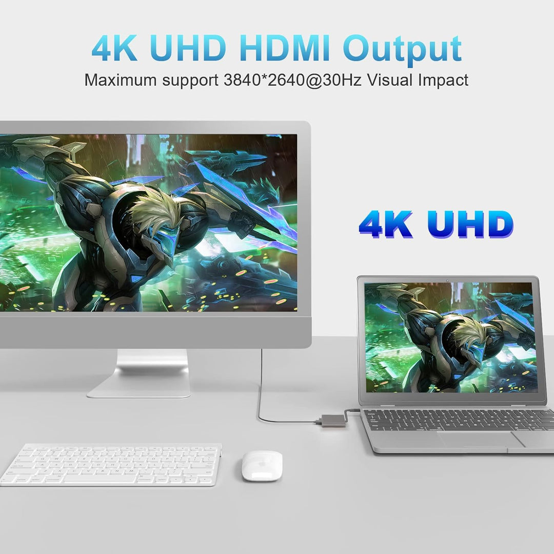 VVG USB C to 4K HD.MI Adapter für MacBook Pro/Air, 3 in 1 USB-C Digital AV Multiport Adapt mit 4K 30