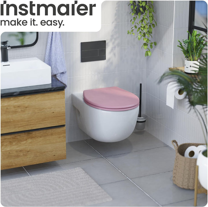 instmaier Helma | Toilettendeckel mit Absenkautomatik | Trendfarbe Koralle | TÜV geprüft | Ovale For