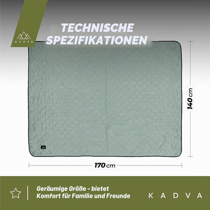 KADVA Picknickdecke Wasserdicht Rulo Graue Praktische Langlebige und Bequeme Outdoor Decke für die F