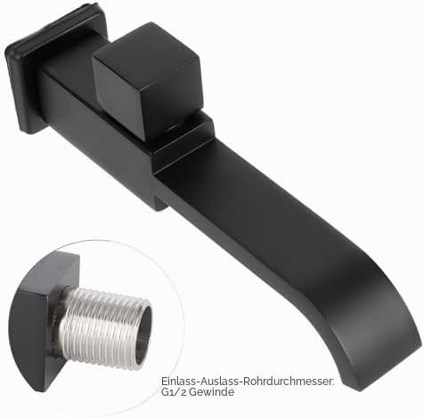 Mattschwarzer Messing-Badarmatur, G1/2 Wandwaschbecken Waschbecken Wasserhahn Kaltwasserhahn