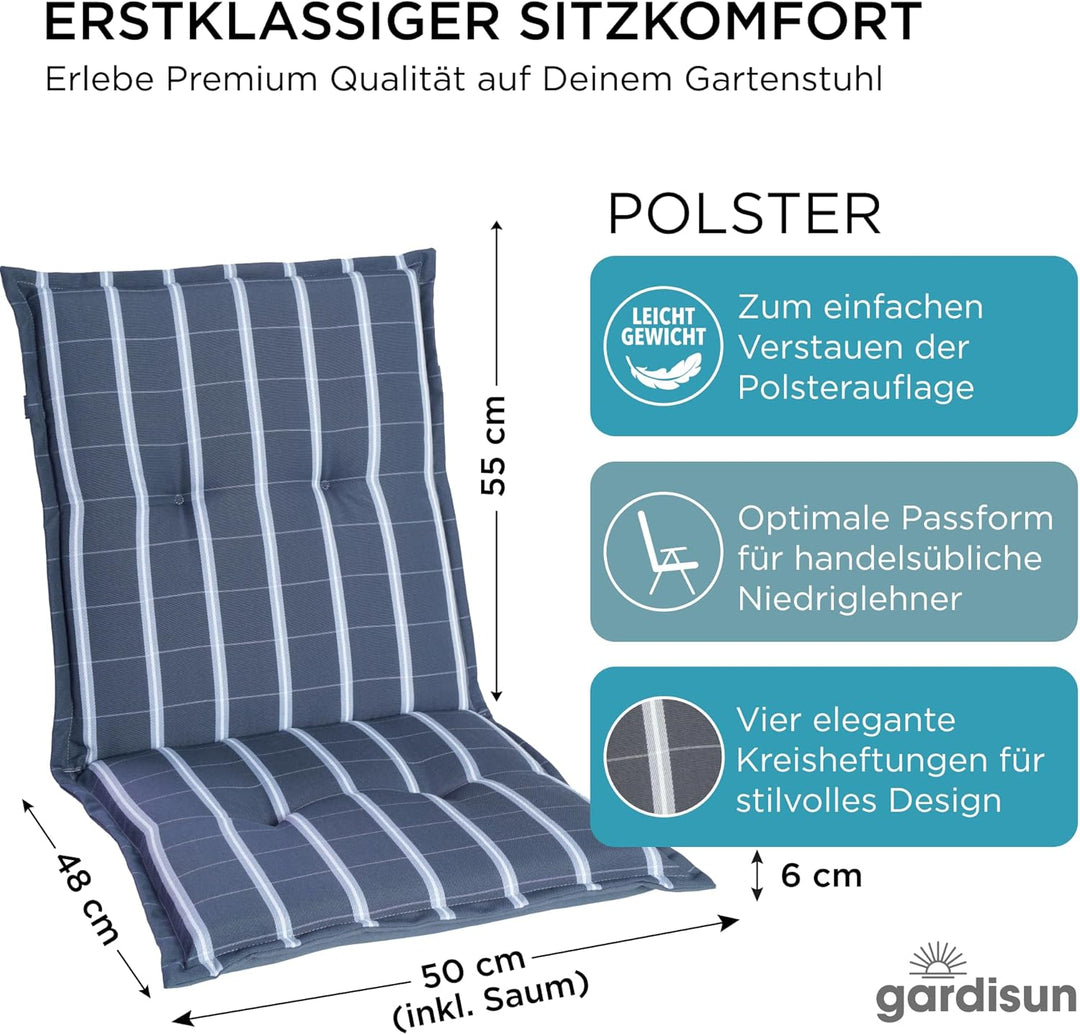 Gartenstuhlauflagen Niedriglehner I Extra Dicke Sitzauflagen I Made in Europe I Stuhlauflagen für Ni