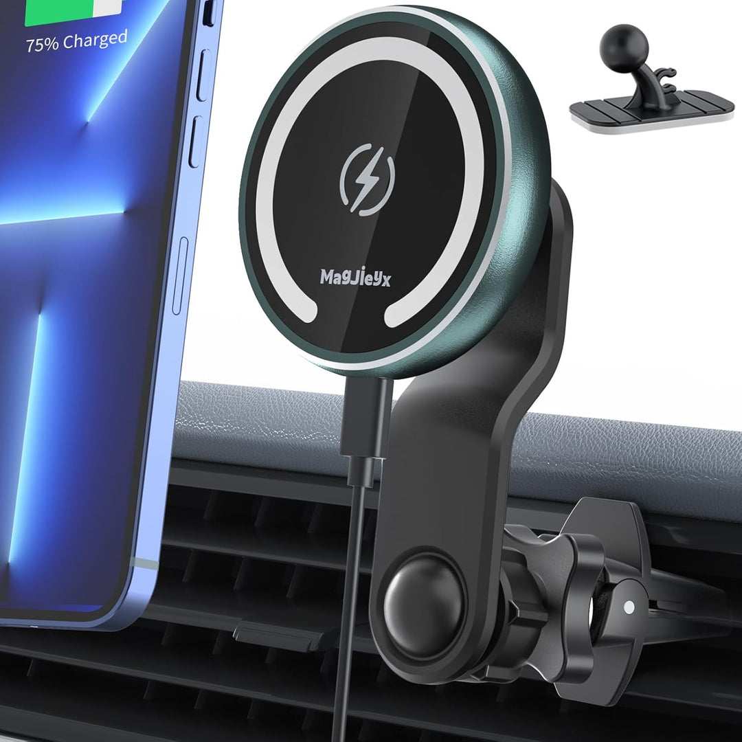 MAGJIEYX Kompatibel Magsafe Autohalterung Ladegerät Handyhalterung 15W Qi Wireless Car Charger KfZ H