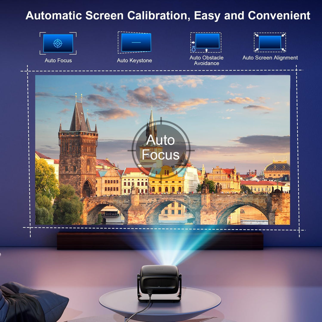 Smart Projector 4K Beamer für Heimkino mit Android 14.0, 30000 Lumen, Autofokus & Trapezkorrektur, B