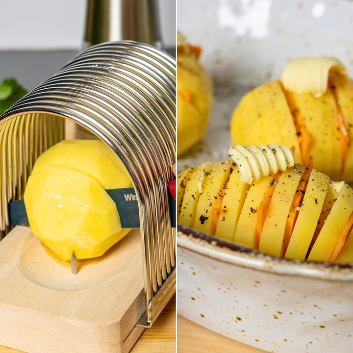 Westmark Fächerkartoffelschneider – Ideal zum schneiden gleichmässiger Fächerkartoffeln (Hasselback)