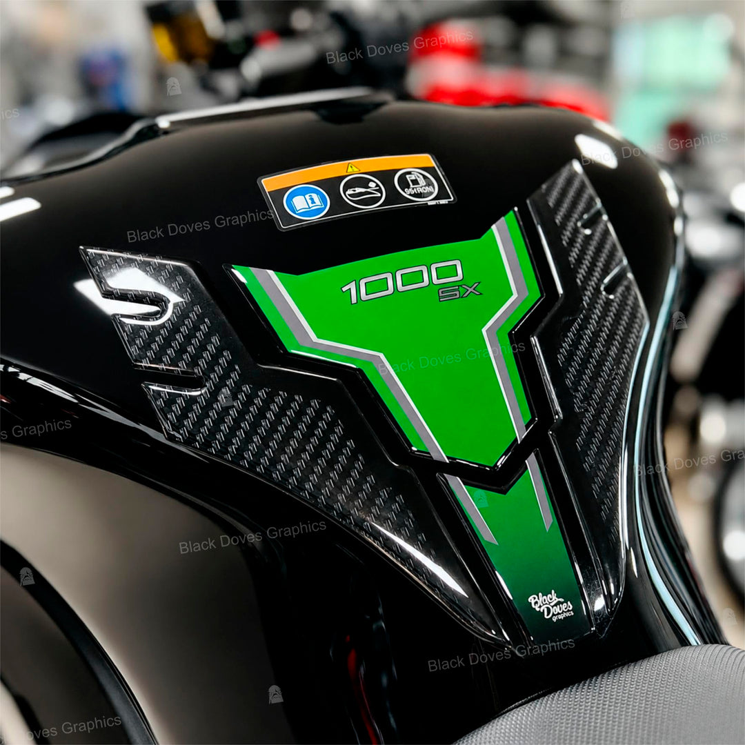 3D Harzaufkleber Protektoren kompatibel mit Kawasaki Ninja 1000 SX 2020-2022 (Tankschutz) Tank-Schut