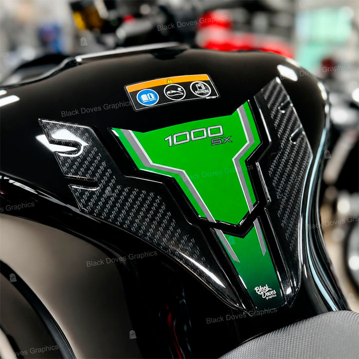 3D Harzaufkleber Protektoren kompatibel mit Kawasaki Ninja 1000 SX 2020-2022 (Tankschutz) Tank-Schut