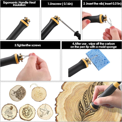 Trsaow Brandmalerei-Set aus Holz, Brandmalerei, LCD, 60 W (Temperatur einstellbar von 0 – 700 °C), S