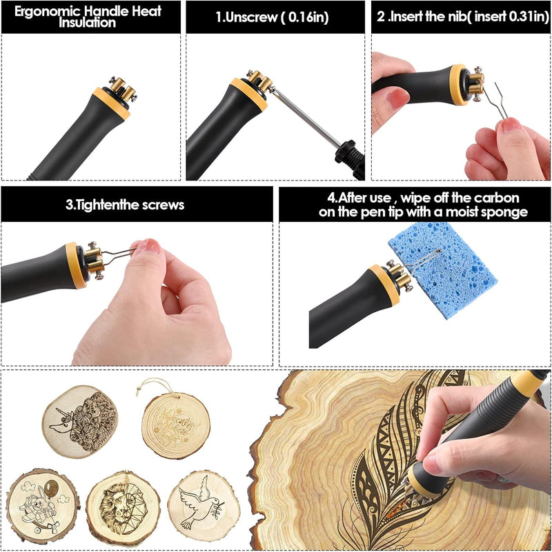 Trsaow Brandmalerei-Set aus Holz, Brandmalerei, LCD, 60 W (Temperatur einstellbar von 0 – 700 °C), S