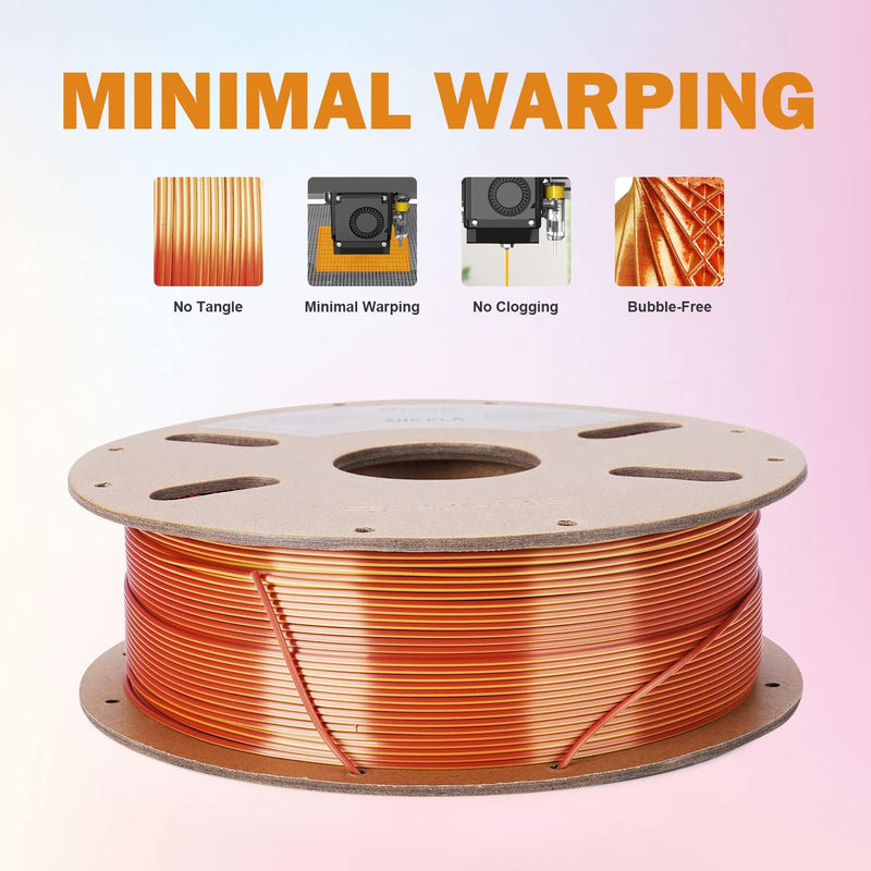 ERYONE Dual Two-Tone PLA Filament 1.75 mm, 3D Printer Filament, 1 kg Spool +/- 0.02 mm, Silk Gold &