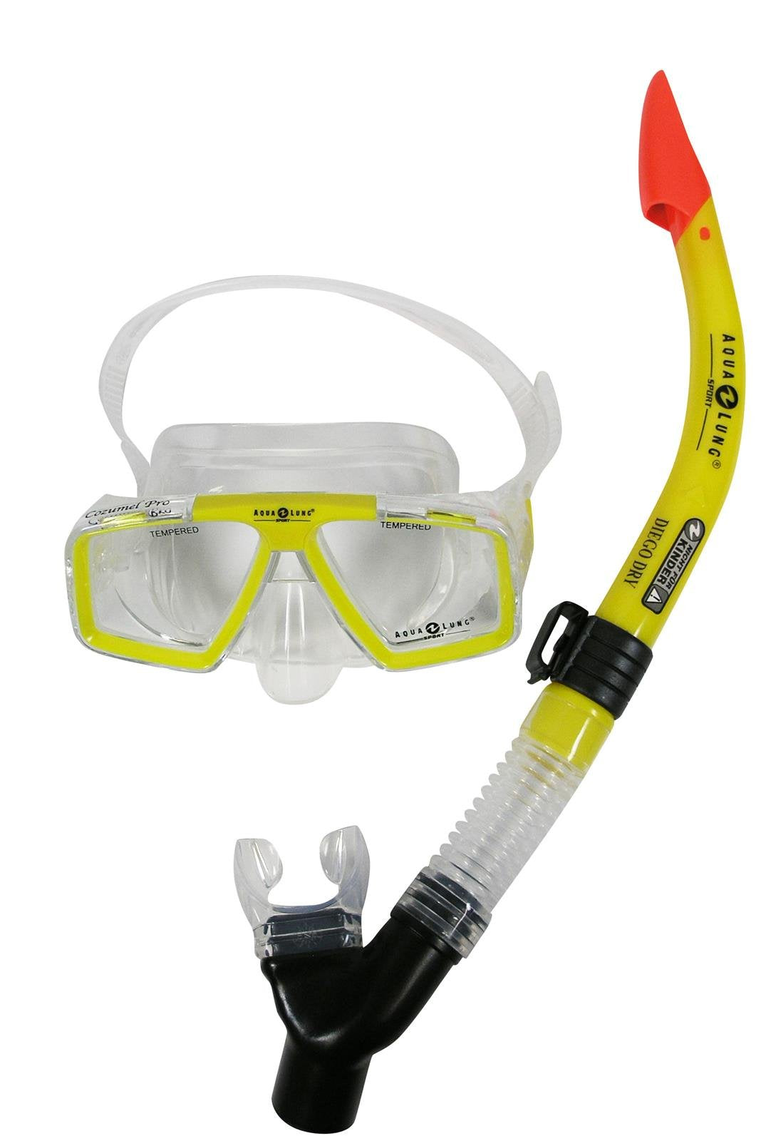 Aqualung COZUMEL PRO Tauchmaske mit DIEGO DRY Schnorchel Schnorchelset (gelb)