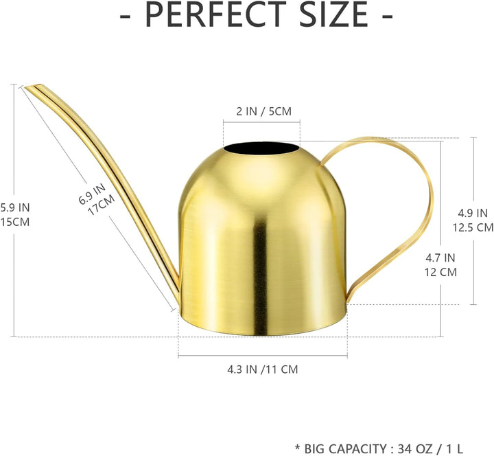 Yardwe Edelstahl Giesskanne 1000ml Giesskanne Blumengiesskanne Topf Garten Pflanzen Lange Tüllen Gie