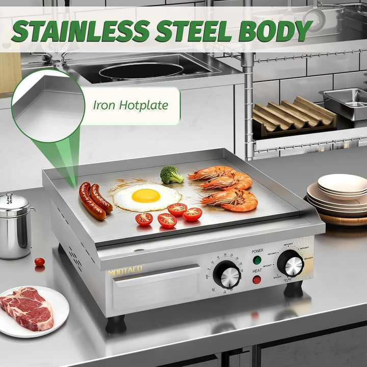 Elektrische Grillplattemit Zeitschaltuhr, Profi Gastro Elektrogrill Elektrische Grillplatte mit 36 x