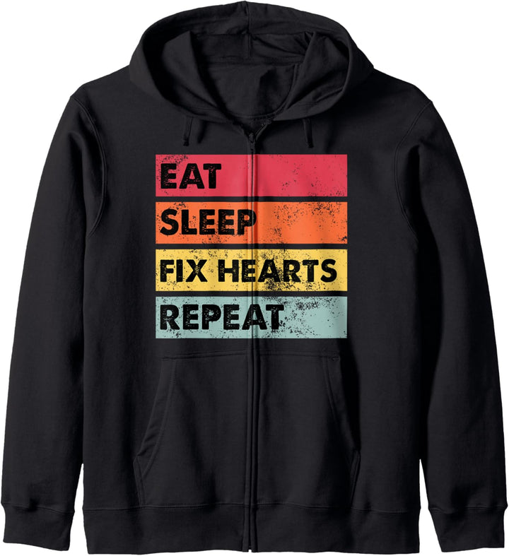 Eat Sleep Fix Herzen Lustige Kardiologie Kardiologe Kapuzenjacke