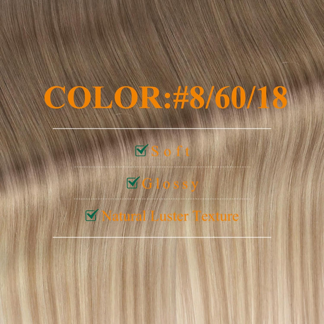 Easyouth Balayage Tape Extensions Echthaar Tape in Extensions Aschbraun Platinblond und Aschblond Mi