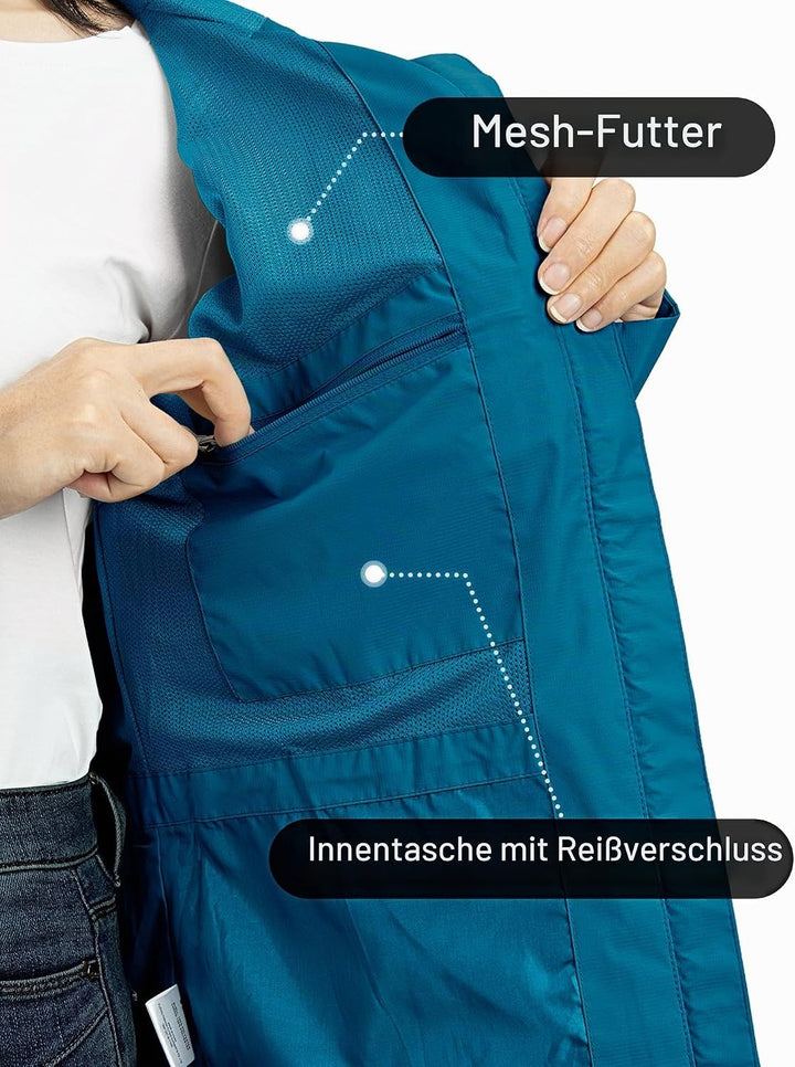 Outdoor Ventures Damen Regenjacke 10000MM Wasserdicht Leichte Gefüttert Packbar Sportjacke Funktions