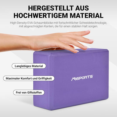 MSPORTS Yogablock Premium I 2er Pack Yogaklotz Lavendel 2x Yogablöcke, Lavendel 2x Yogablöcke