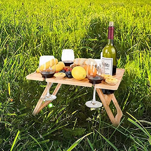 Klappbarer Tragbarer Outdoor Picknicktisch Aus Massivholz Wein und Käse Serviertisch Mit Stabiler Ab
