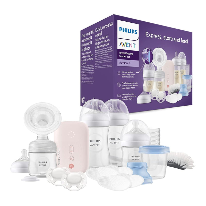 Philips Avent Elektrische Milchpumpe, Geschenkset & Avent Aufbewahrungssystem für Muttermilch, Beche