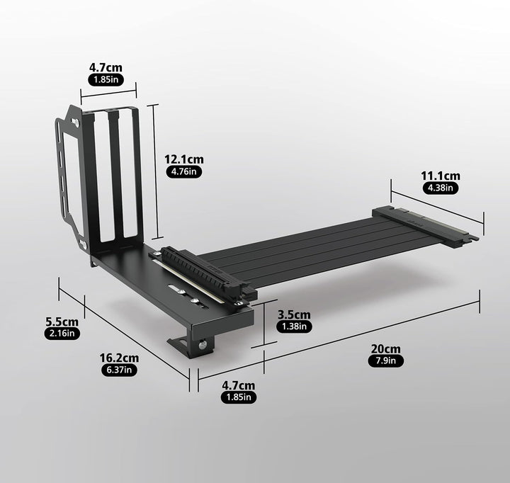 Akasa Riser Black PRO, Vertikale GPU-Halterung, PCIe 3.0 Riser Kabel, EMI Abschirmung, 200 mm, AK-CB