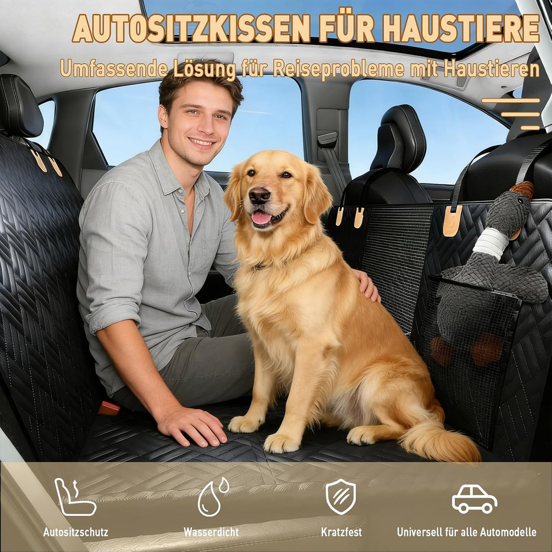 Hundedecke Auto Rückbank 130x154CM, wasserdichte Auto Hundedecke 600D Oxford Stoff mit Rutschfester