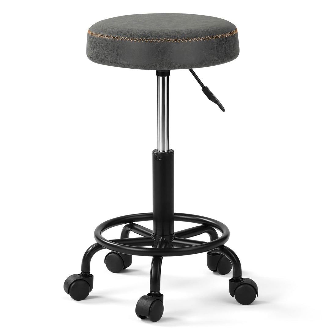 Ergonomischer Rollhocker mit Rückenlehne Arbeitshocker Drehhocker Rollhocker 360° drehbar Höhenverst