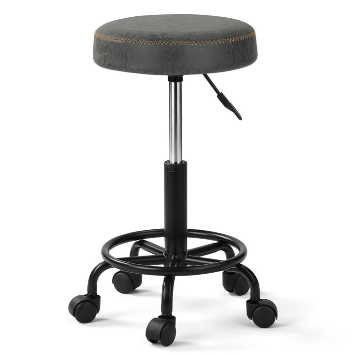 Ergonomischer Rollhocker mit Rückenlehne Arbeitshocker Drehhocker Rollhocker 360° drehbar Höhenverst