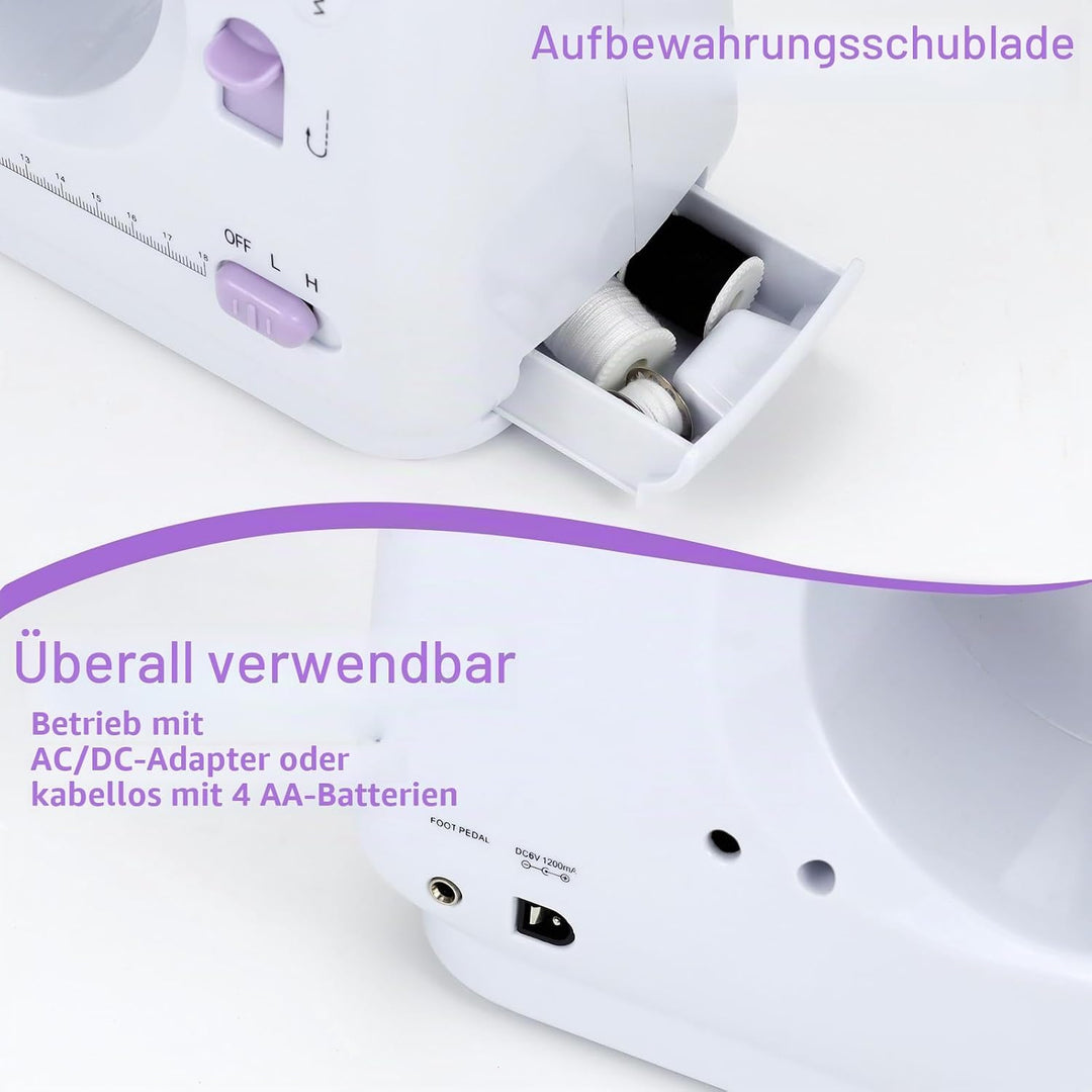 Elektrische Handnähmaschine für Anfänger DIY Werkzeug Geschenk, 12 automatische Nähmuster Geschwindi
