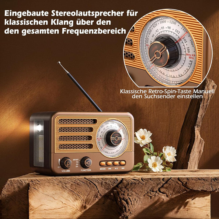 Vintage-Transistorradio – Retro-Stil mit moderner Reichweite, tragbar, AM/FM/SW, mit USB/TF/Aux-MP3-