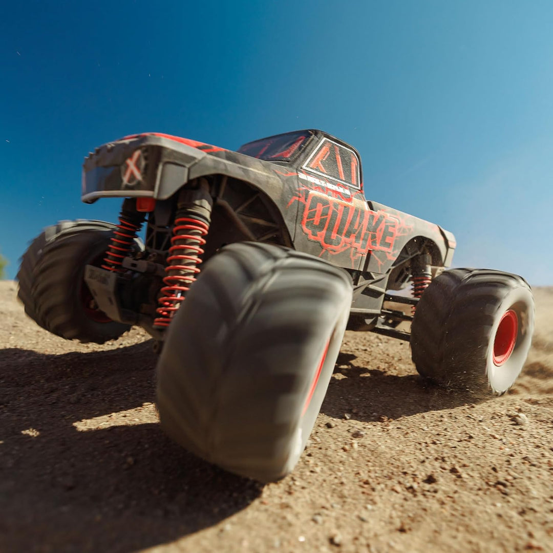 ARRMA RC Truck 1/16 Quake GROM 4X4 RTR Brushed Monster Truck (Akku & Ladegerät enthalten), Rot, ARA2