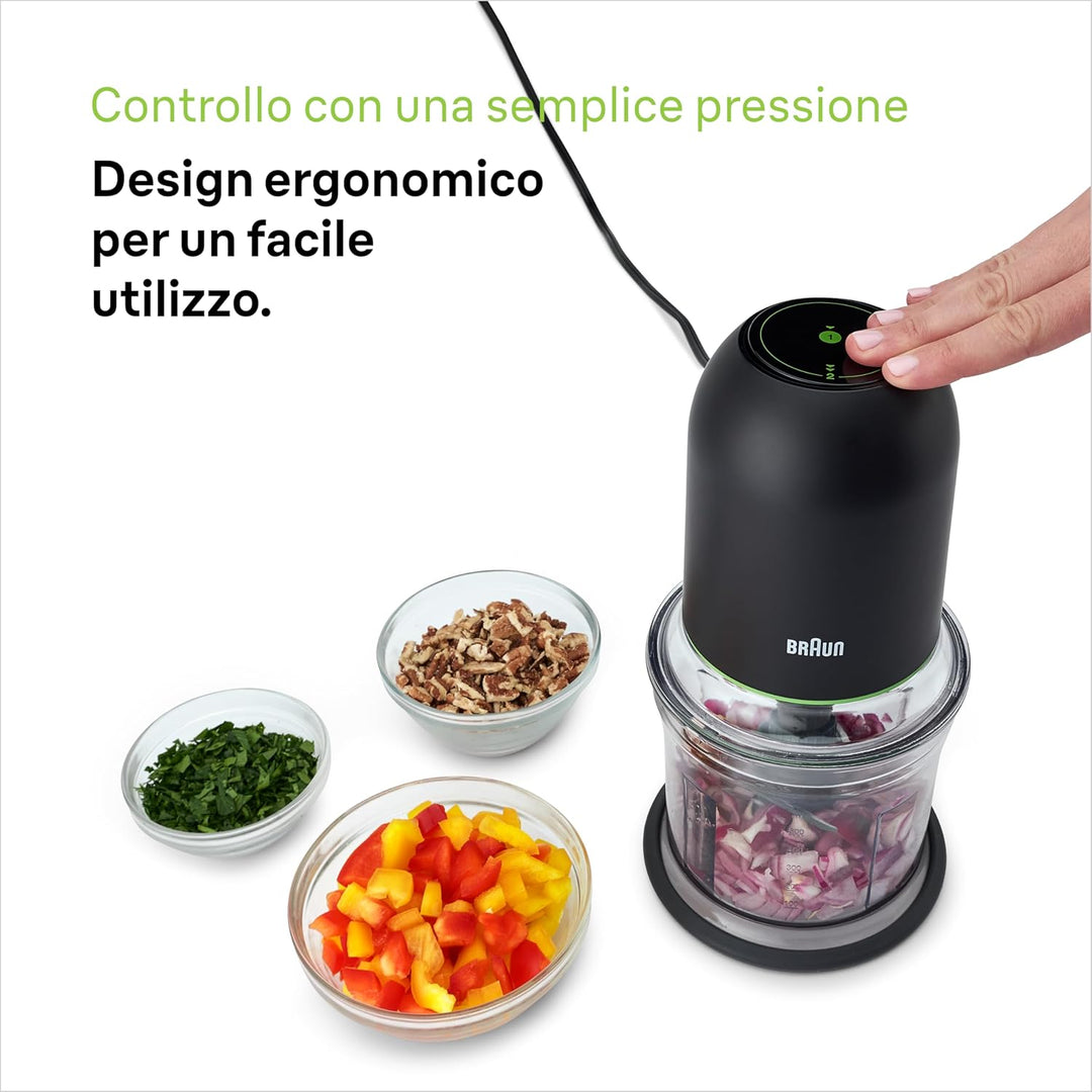 Braun MultiPractic 3 CH3011BK Zerkleinerer mit 4 Edelstahlklingen, One-Push-Funktion, Eiszerkleinere